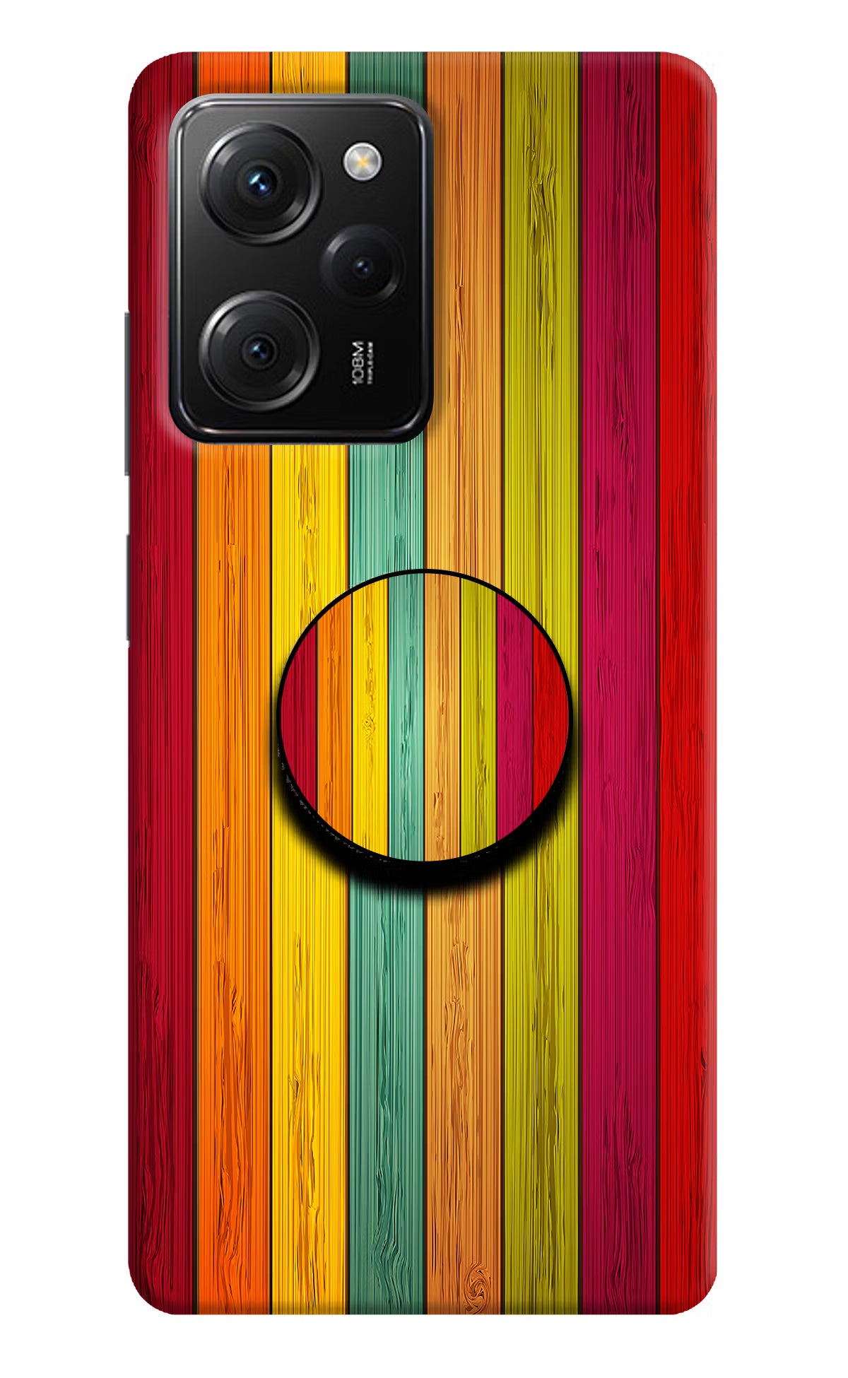 Multicolor Wooden Poco X5 Pro 5G Pop Case by Casekaro