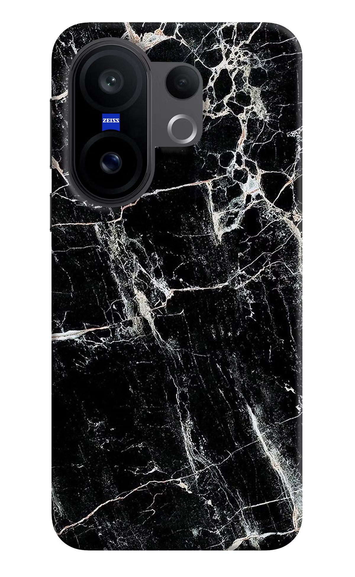 Black Marble Texture Vivo X200 FE Hard Case Back Cover by Casekaro