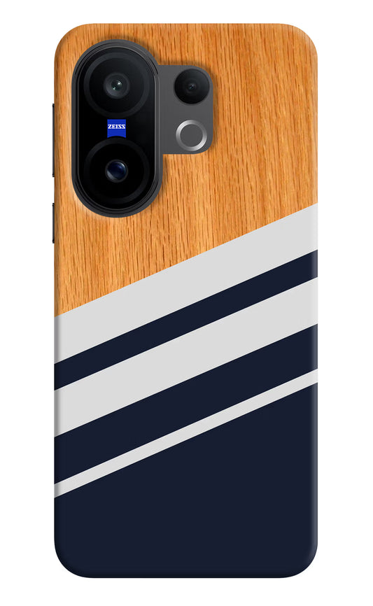 Blue and white wooden Vivo X200 FE Hard Case Back Cover by Casekaro