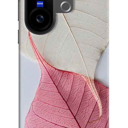 White Pink Leaf Vivo X200 FE Hard Case Back Cover by Casekaro