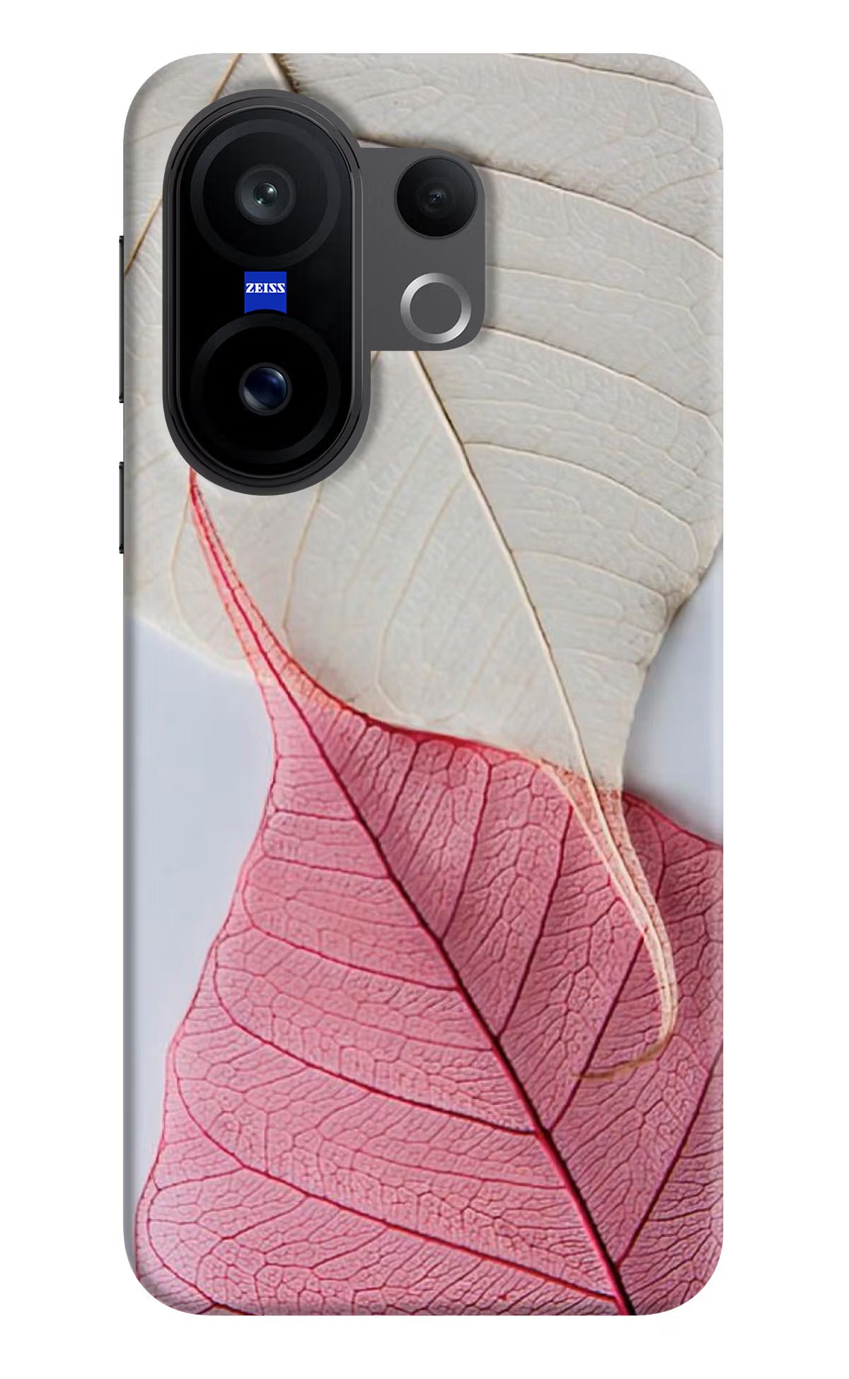 White Pink Leaf Vivo X200 FE Hard Case Back Cover by Casekaro