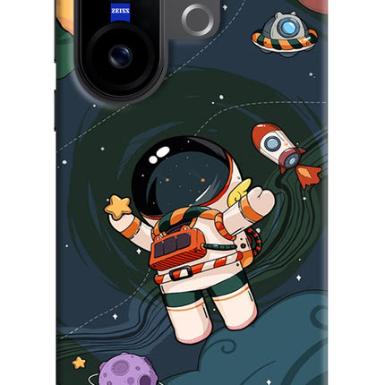 Cartoon Astronaut Vivo X200 FE Hard Case Back Cover by Casekaro