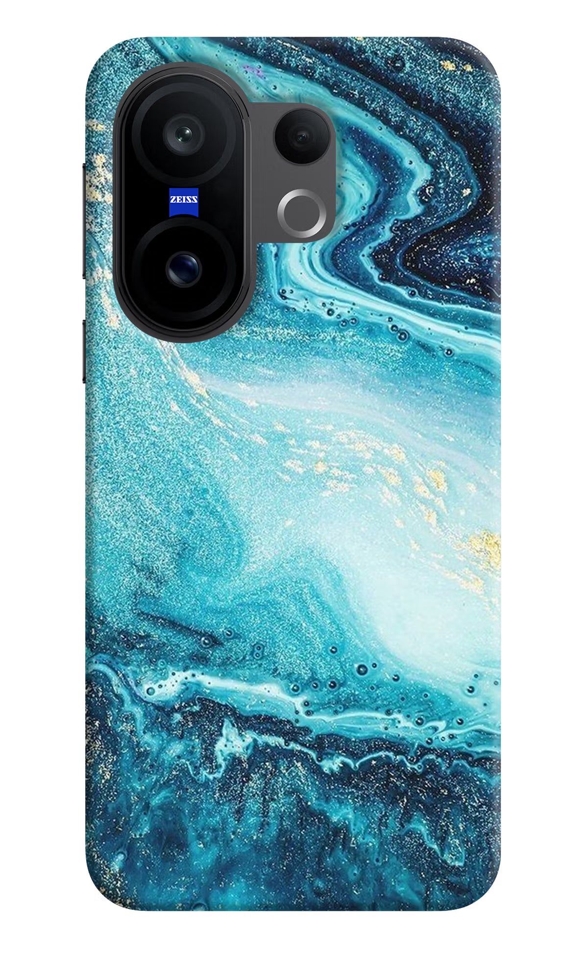 Blue Glitter Marble Vivo X200 FE Hard Case Back Cover by Casekaro