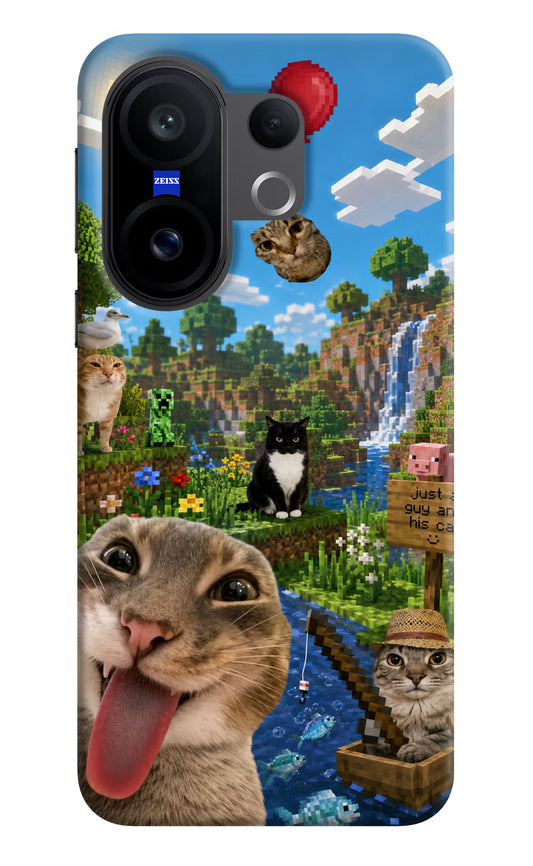 Minecraft Cat Chaos Vivo X200 FE Hard Case Back Cover by Casekaro