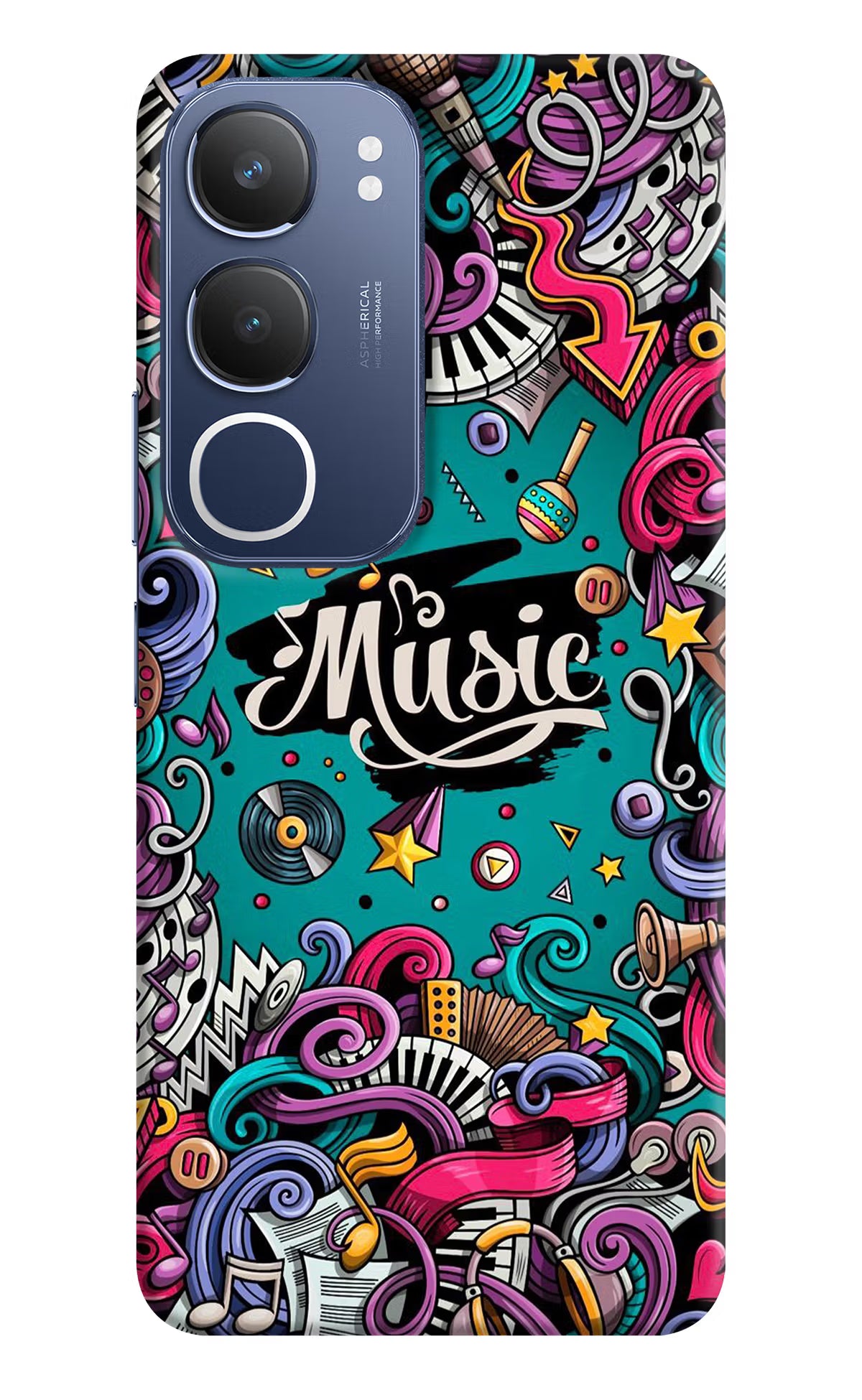 Music Graffiti Vivo Y29 5G Hard Case Back Cover by Casekaro