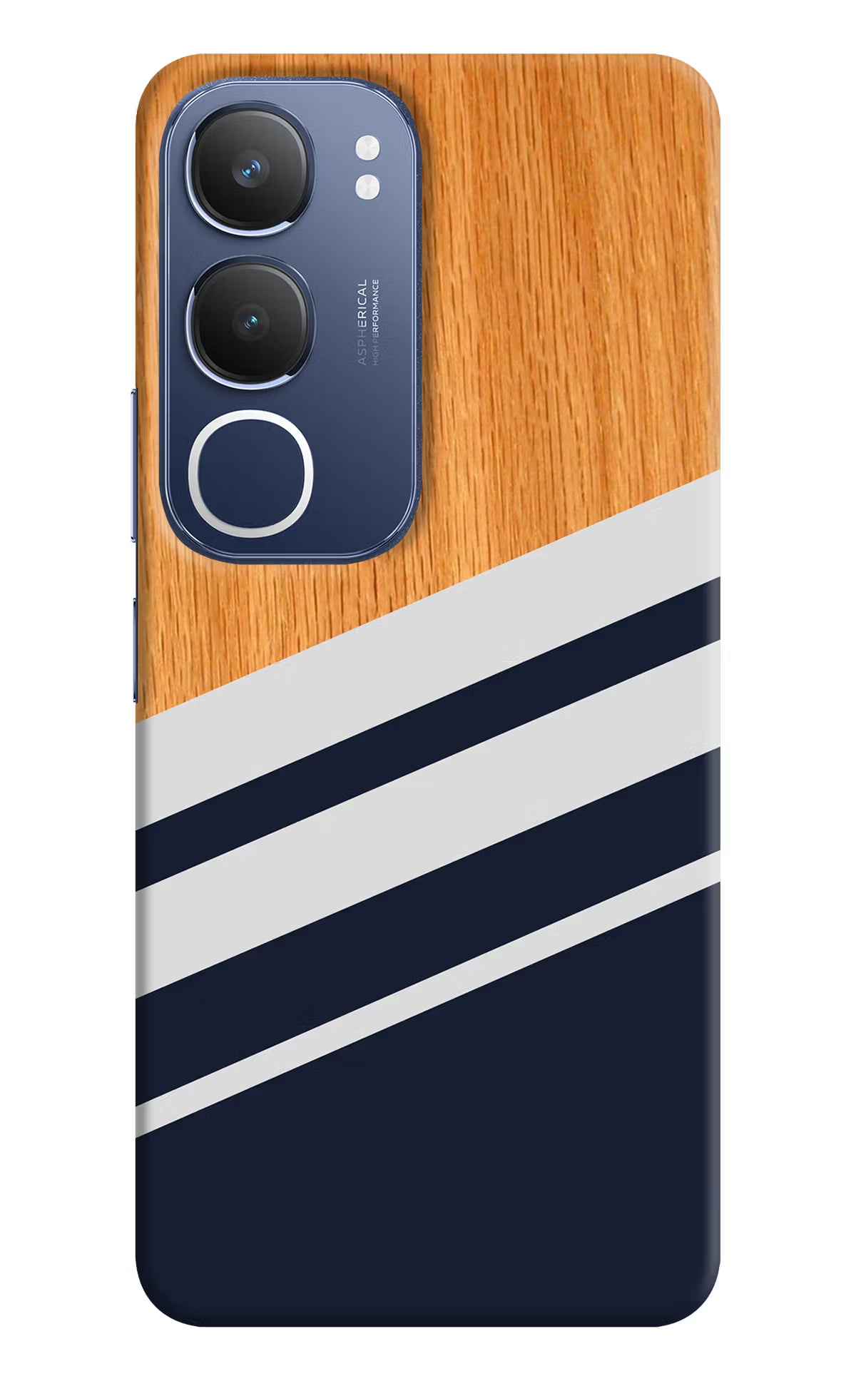 Blue and white wooden Vivo Y29 5G Hard Case Back Cover by Casekaro