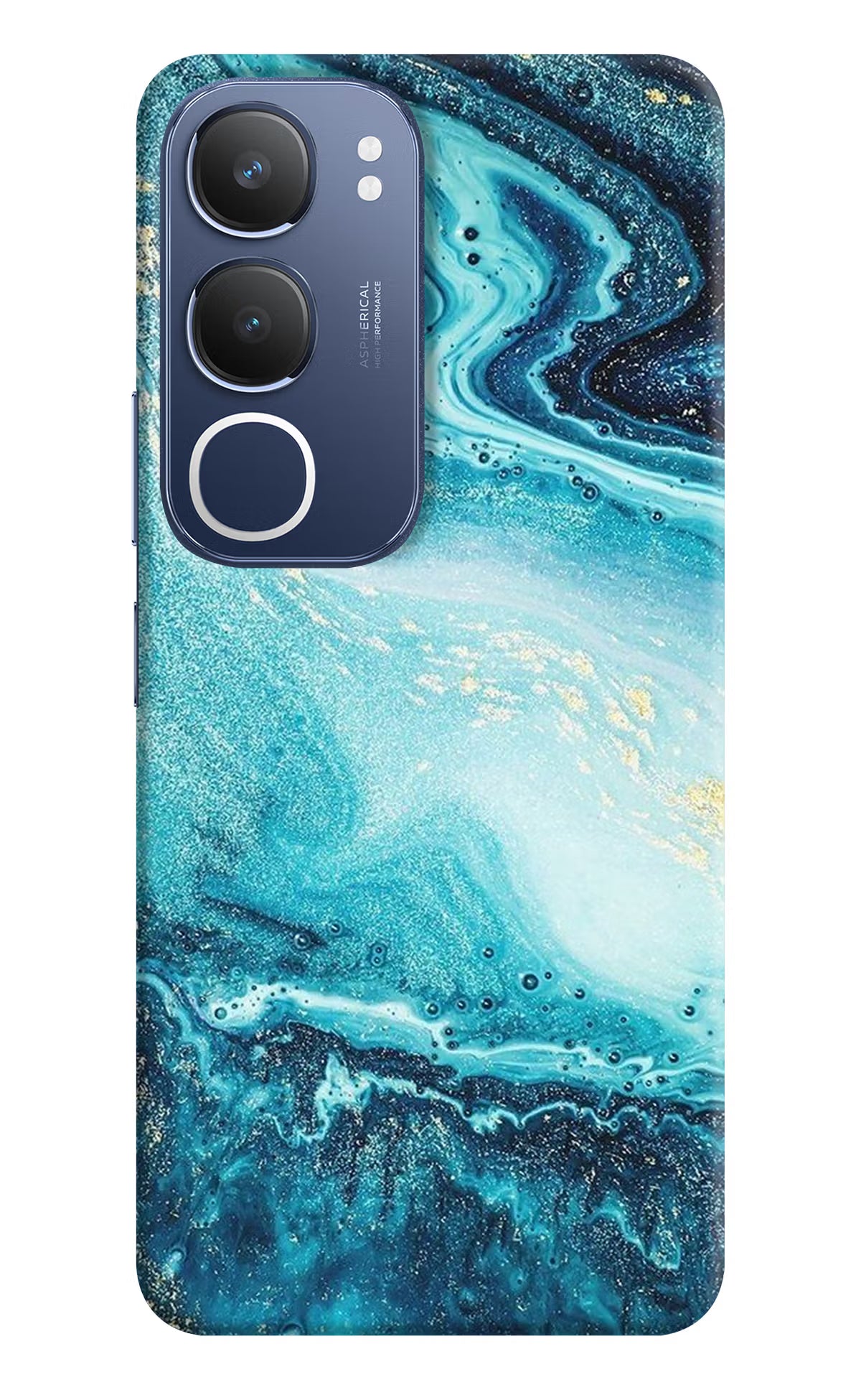 Blue Glitter Marble Vivo Y29 5G Hard Case Back Cover by Casekaro