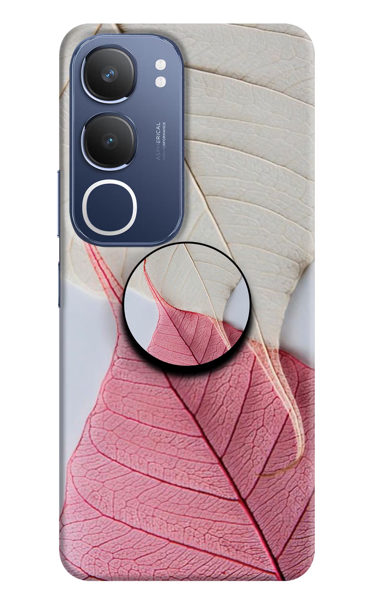 White Pink Leaf Vivo Y29 5G Pop Case by Casekaro