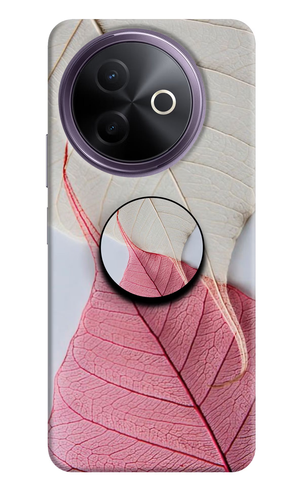 White Pink Leaf Vivo Y39 5G Pop Case by Casekaro