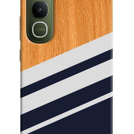 Blue and white wooden Vivo Y400 5G Hard Case Back Cover by Casekaro