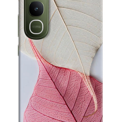 White Pink Leaf Vivo Y400 5G Hard Case Back Cover by Casekaro