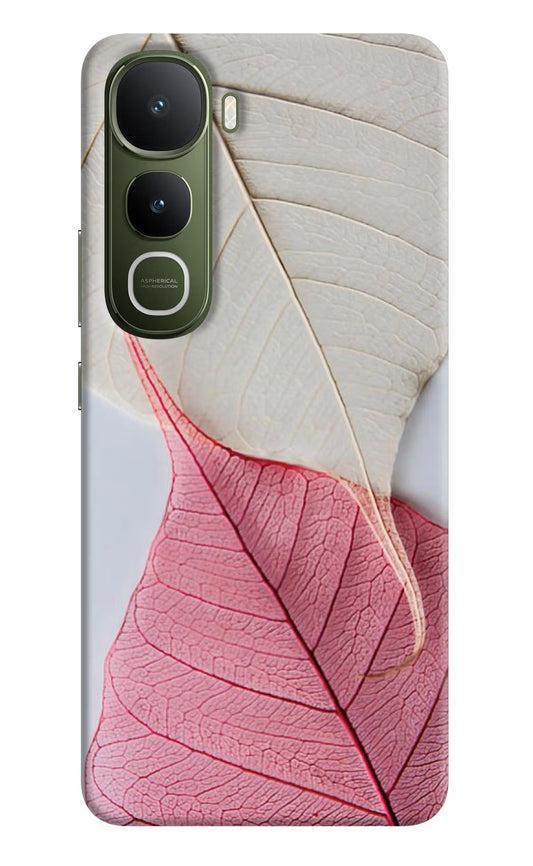 White Pink Leaf Vivo Y400 5G Hard Case Back Cover by Casekaro