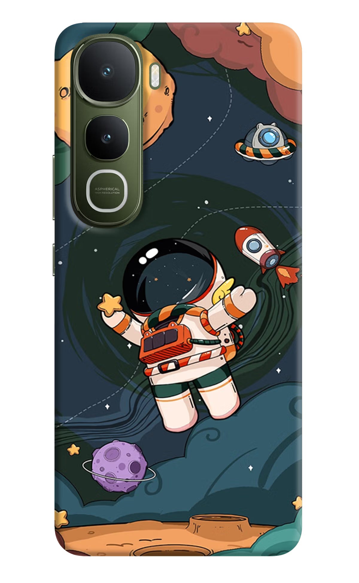 Cartoon Astronaut Vivo Y400 5G Hard Case Back Cover by Casekaro