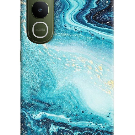 Blue Glitter Marble Vivo Y400 5G Hard Case Back Cover by Casekaro