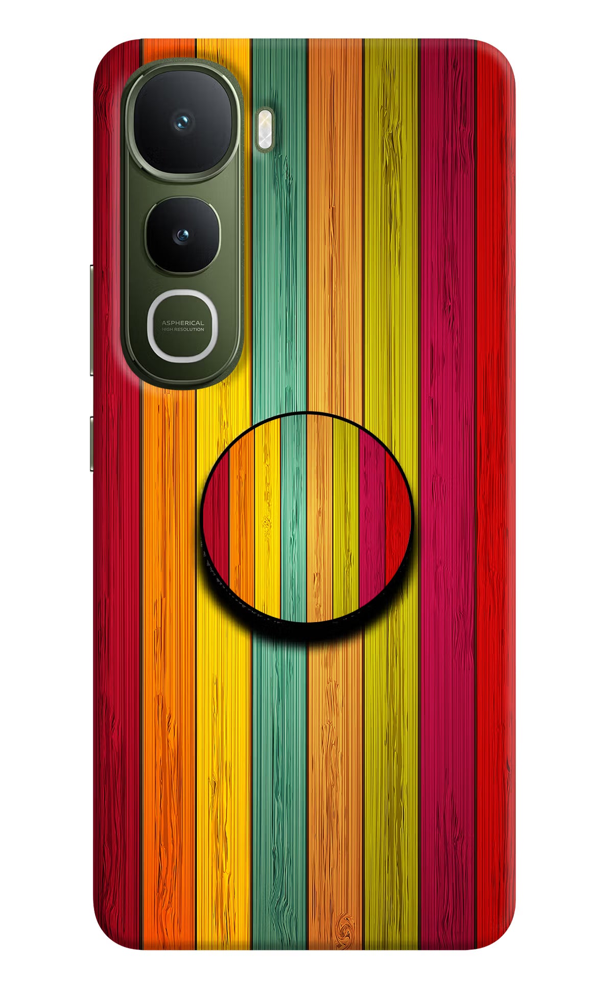 Multicolor Wooden Vivo Y400 5G Pop Case by Casekaro