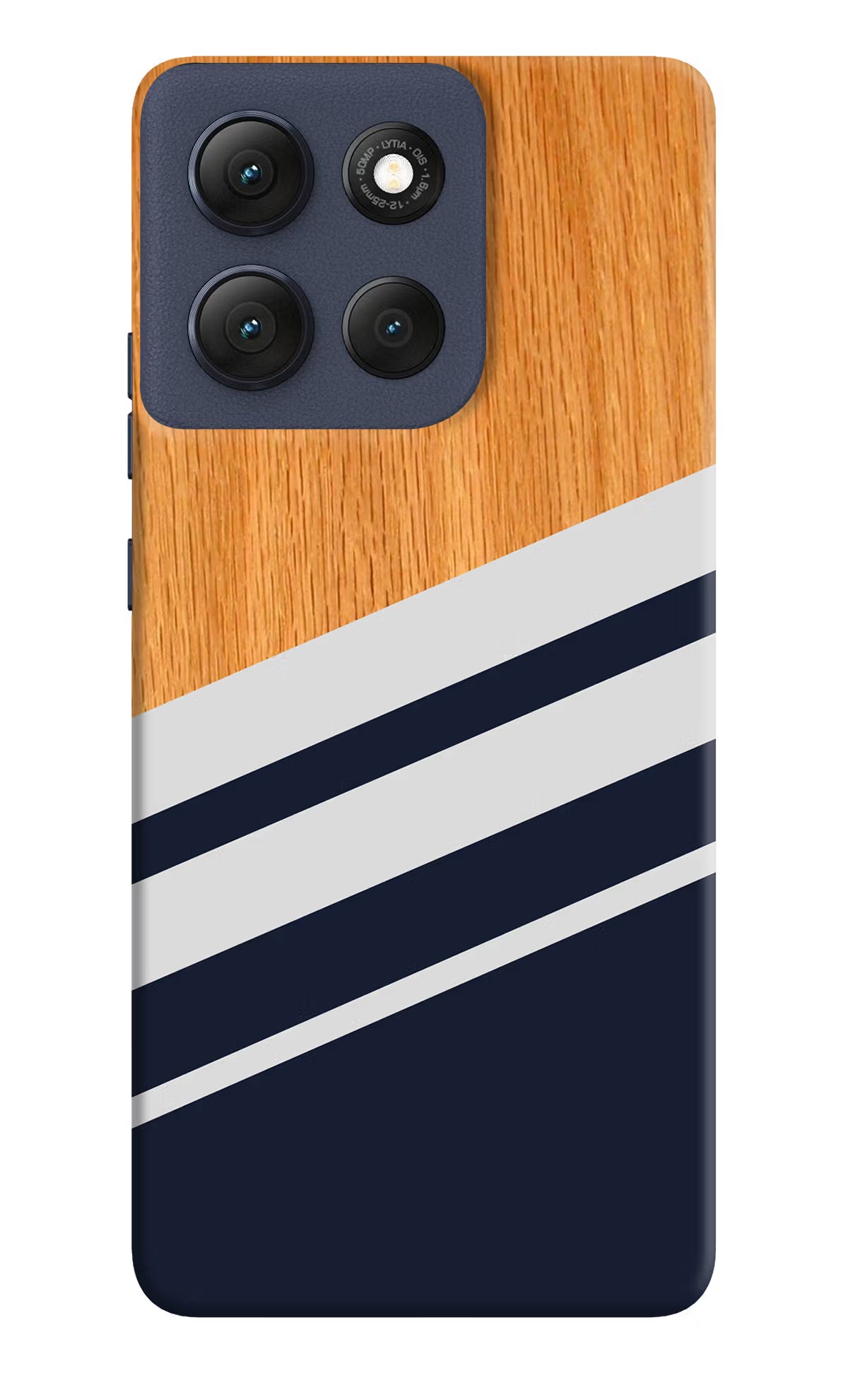 Blue and white wooden Moto G86 Power Hard Case Back Cover by Casekaro