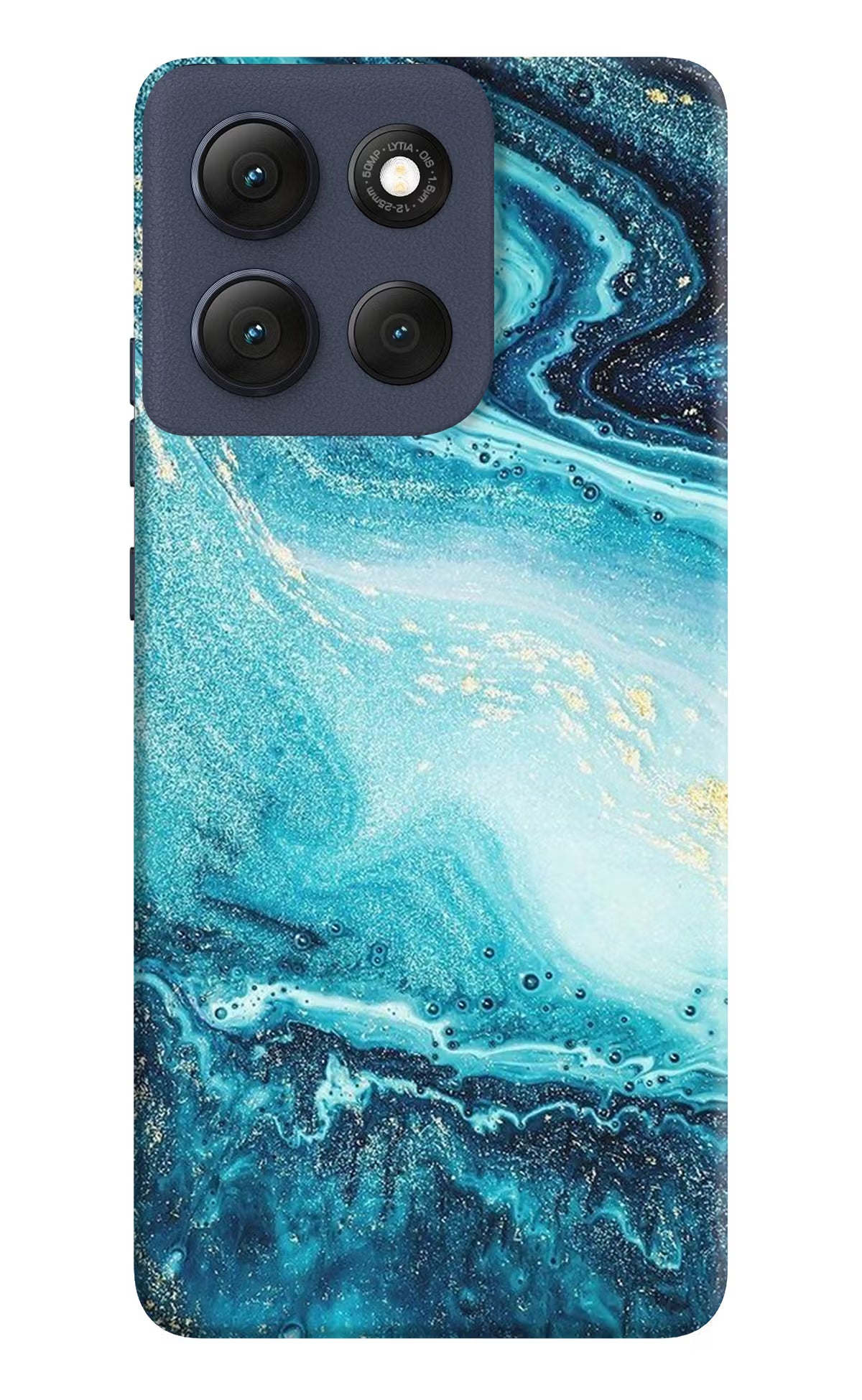 Blue Glitter Marble Moto G86 Power Hard Case Back Cover by Casekaro