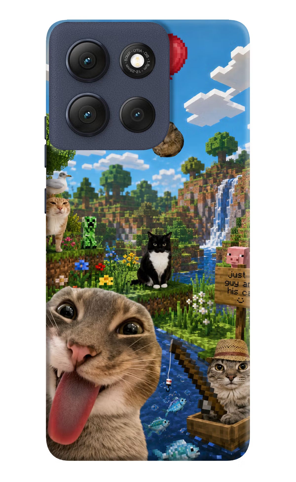 Minecraft Cat Chaos Moto G86 Power Hard Case Back Cover by Casekaro