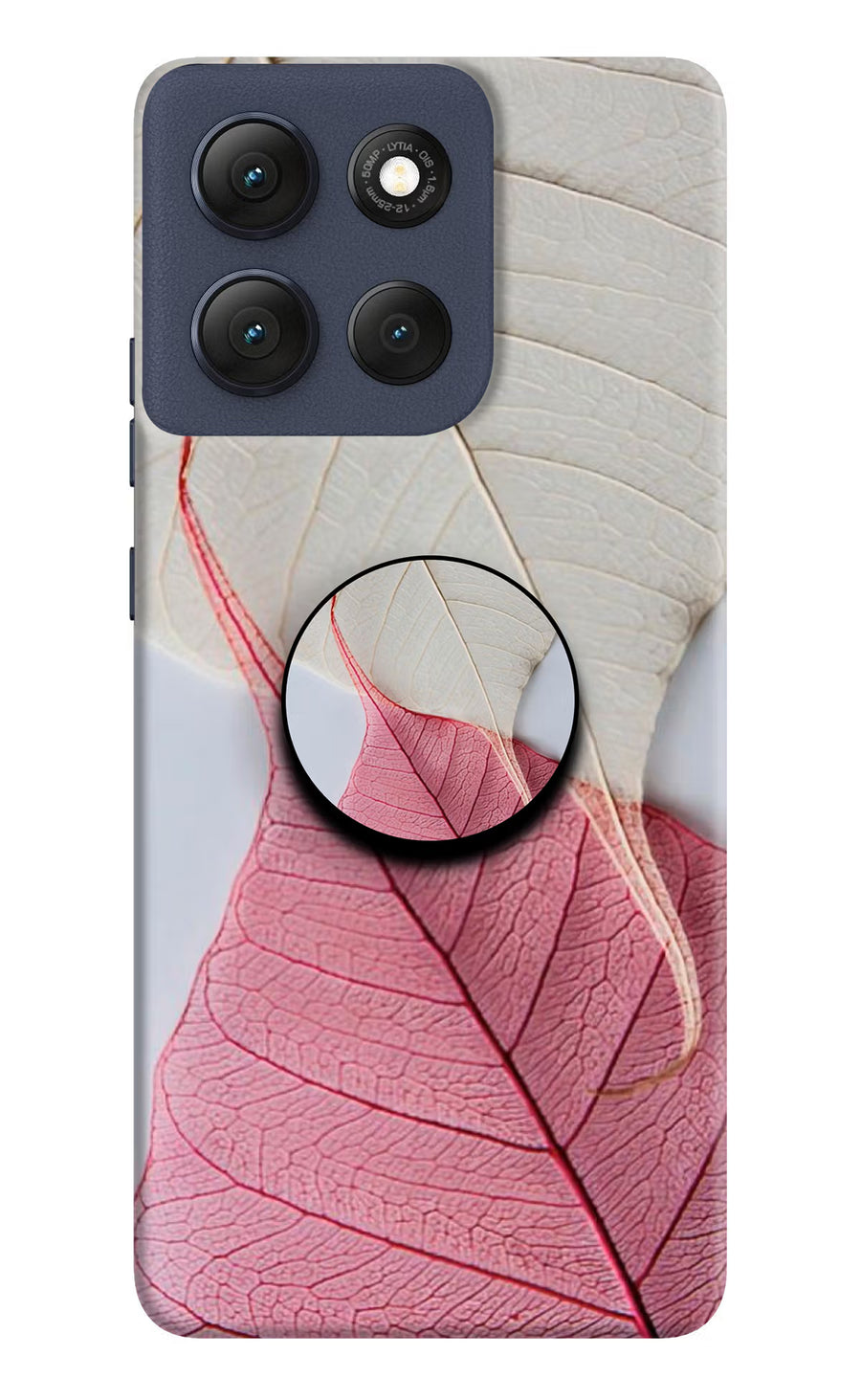 White Pink Leaf Moto G86 Power Pop Case, Hard case