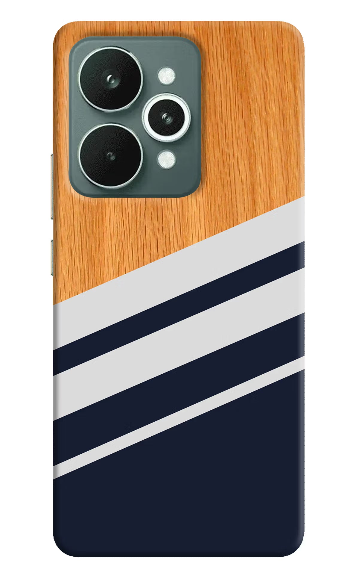 Blue and white wooden Realme 15 Hard Case Back Cover by Casekaro
