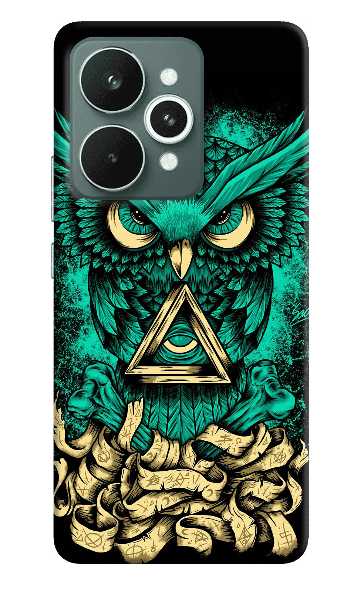 Green Owl Realme 15 Hard Case Back Cover by Casekaro