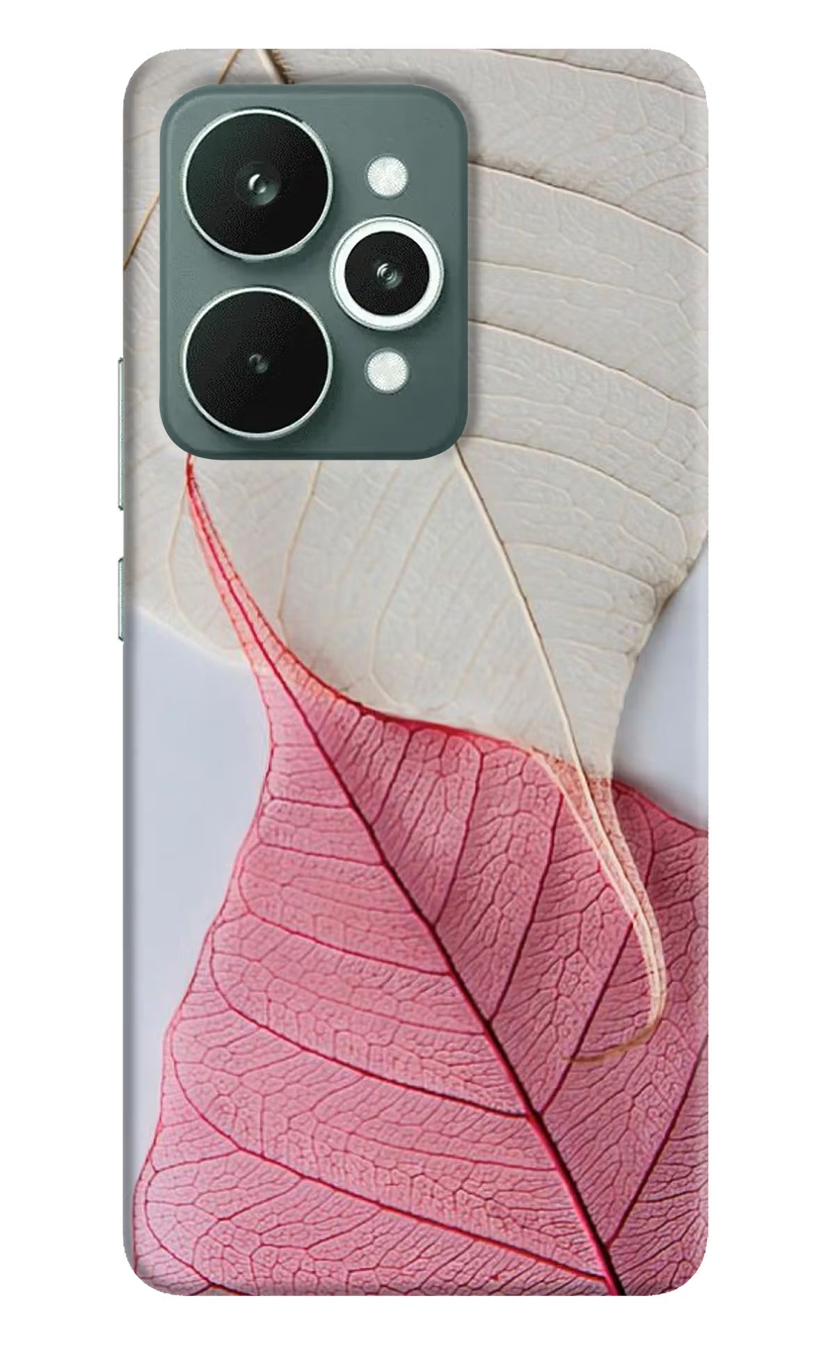 White Pink Leaf Realme 15 Hard Case Back Cover by Casekaro