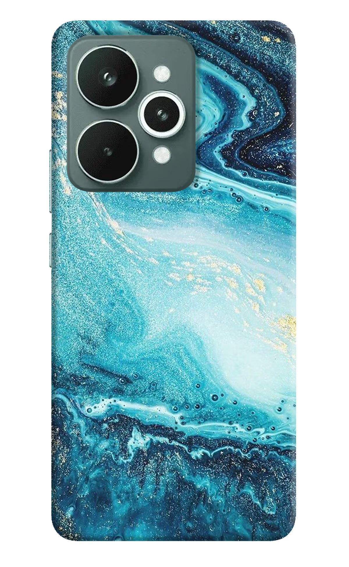Blue Glitter Marble Realme 15 Hard Case Back Cover by Casekaro