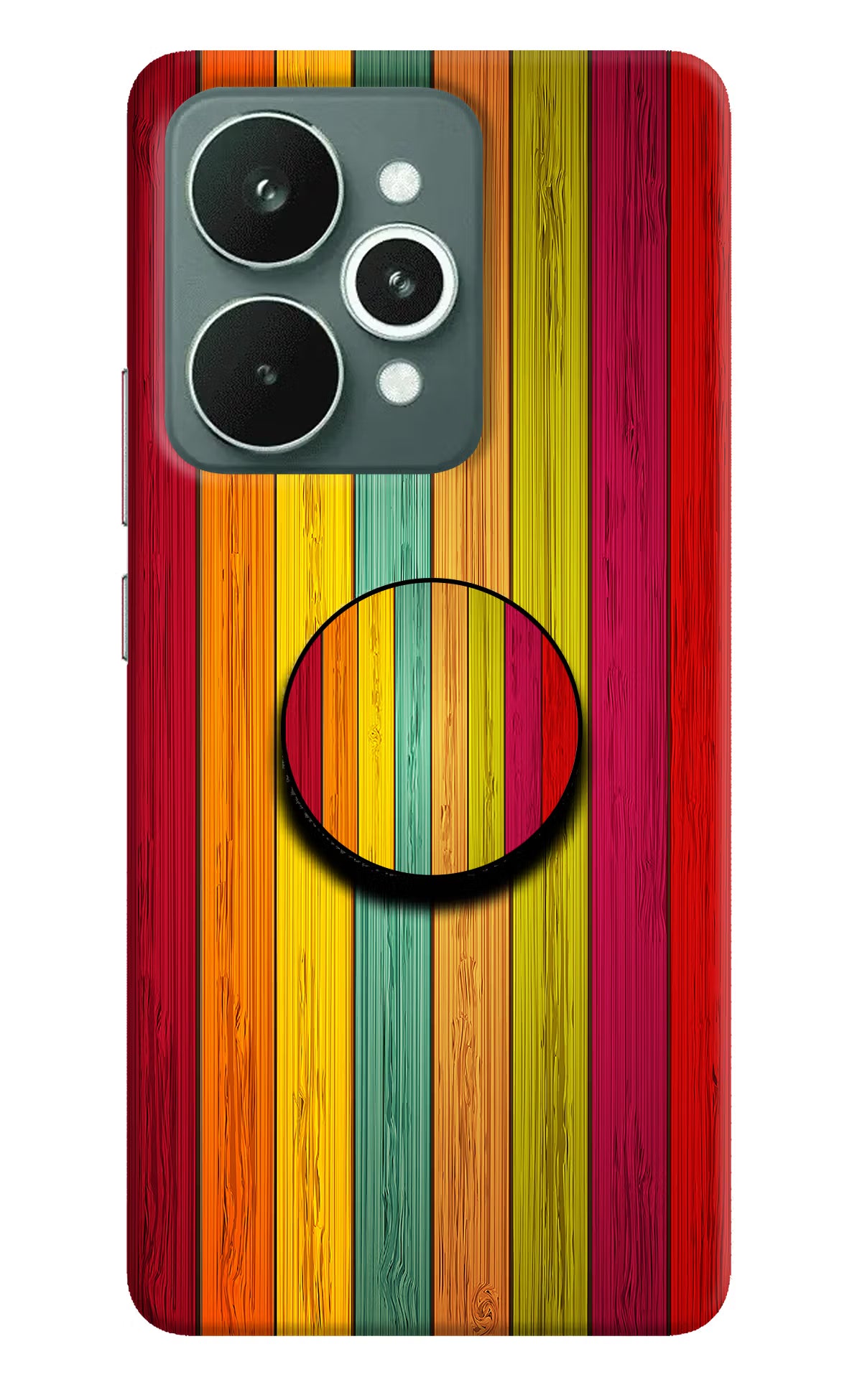 Multicolor Wooden Realme 15 Pop Case by Casekaro