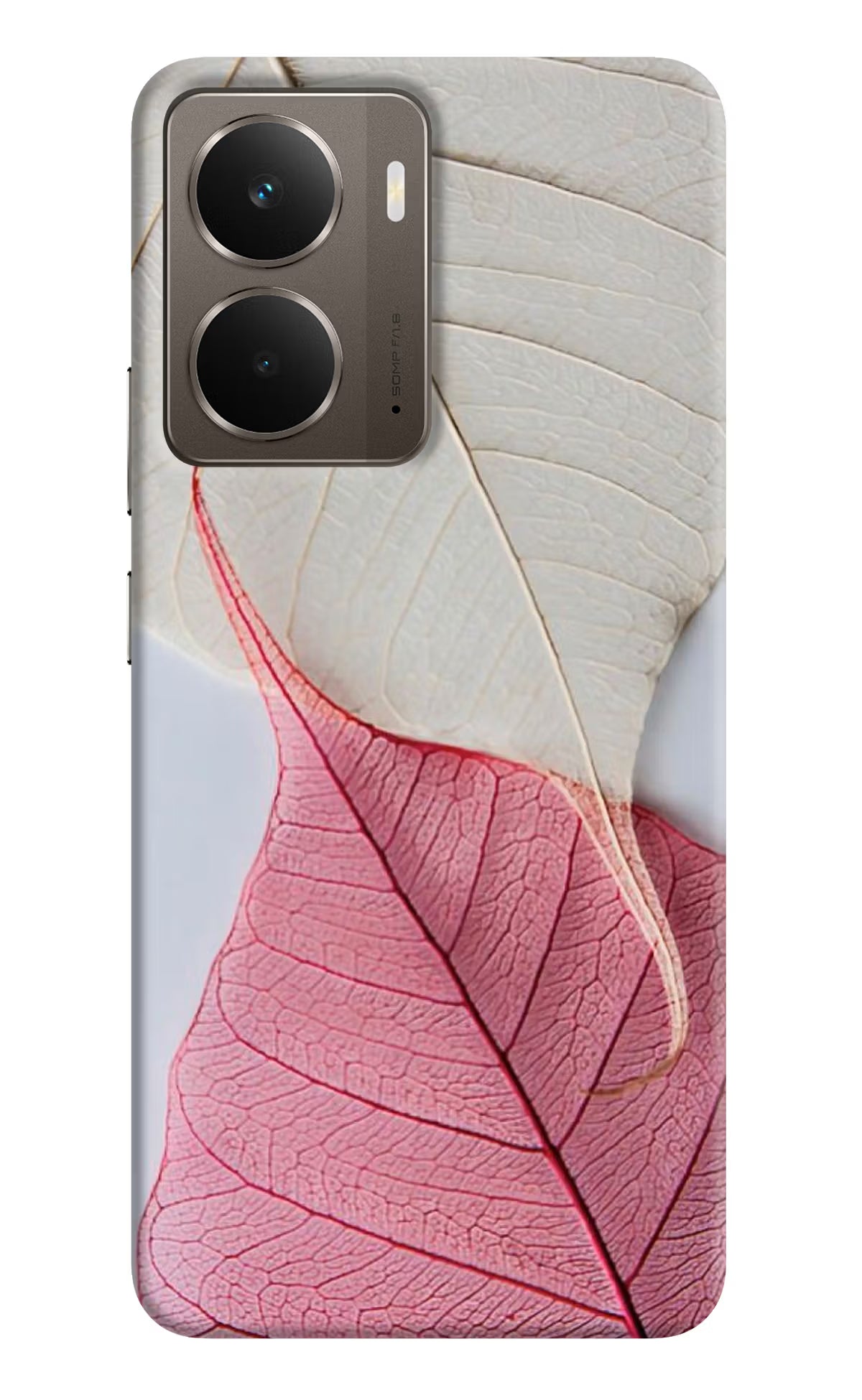 White Pink Leaf Realme P3 Hard Case Back Cover by Casekaro