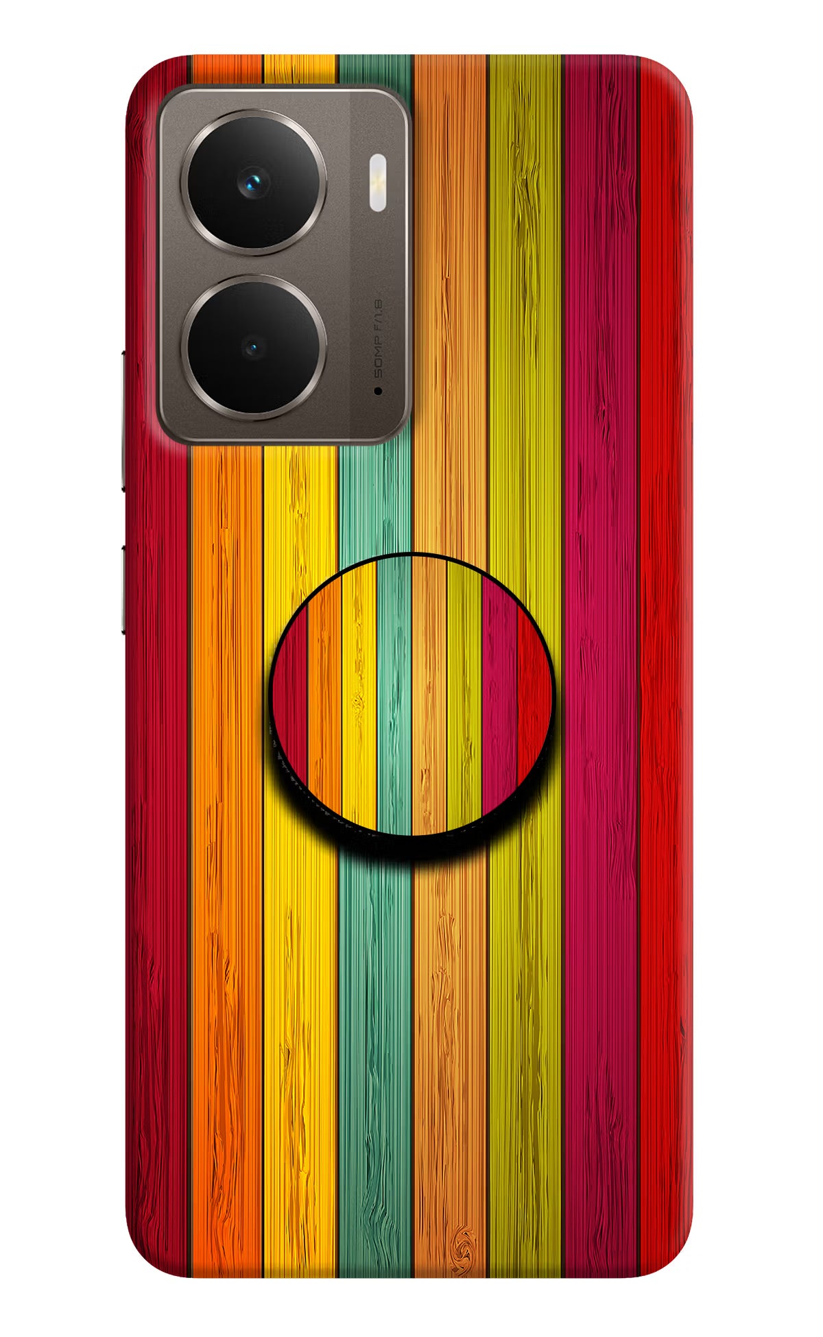 Multicolor Wooden Realme P3 Pop Case by Casekaro