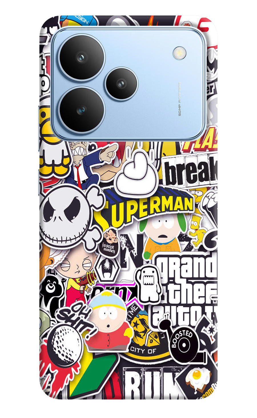Sticker Bomb Realme P4 Back Cover, Hard case