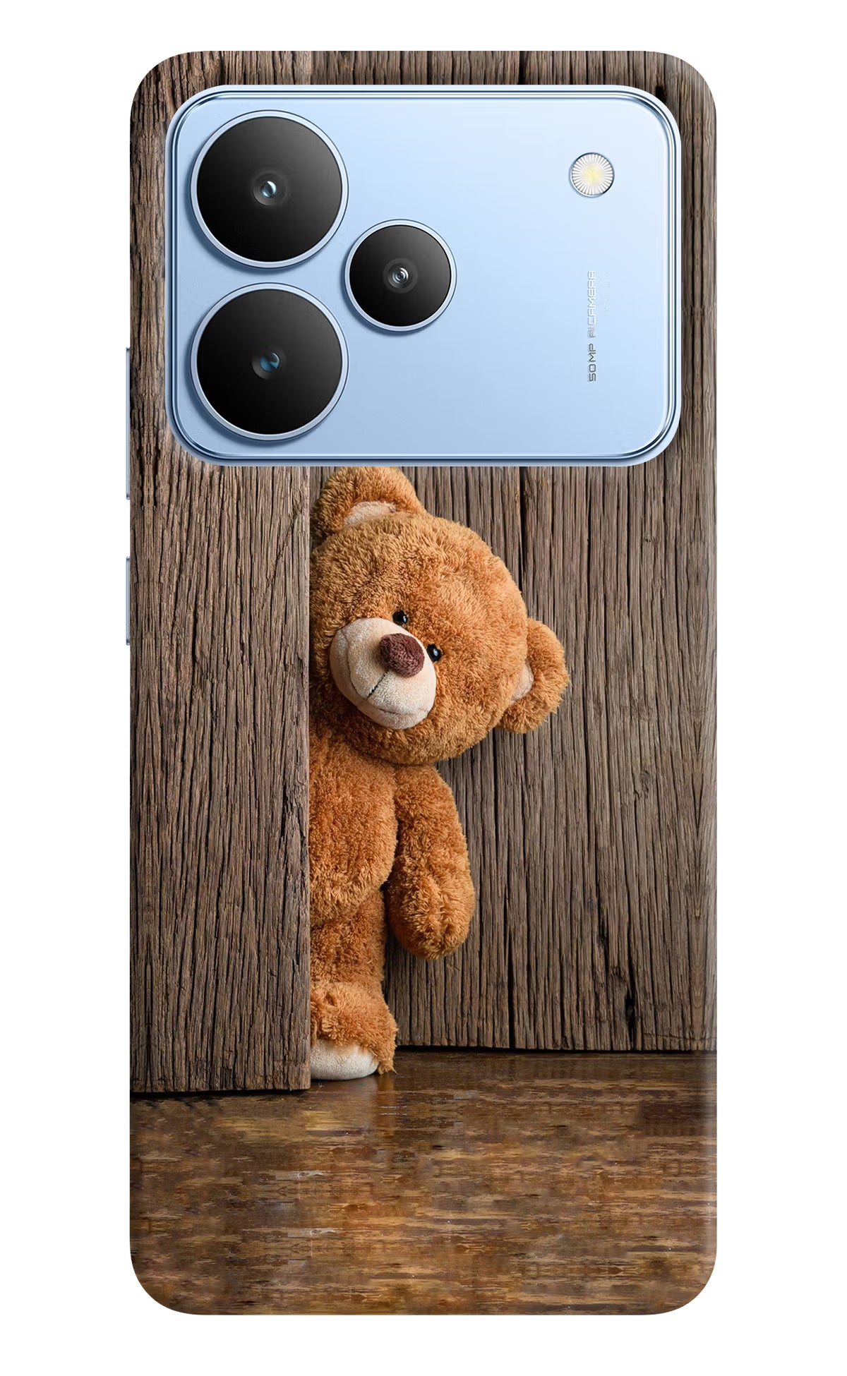 Teddy Wooden Realme P4 Hard Case Back Cover by Casekaro