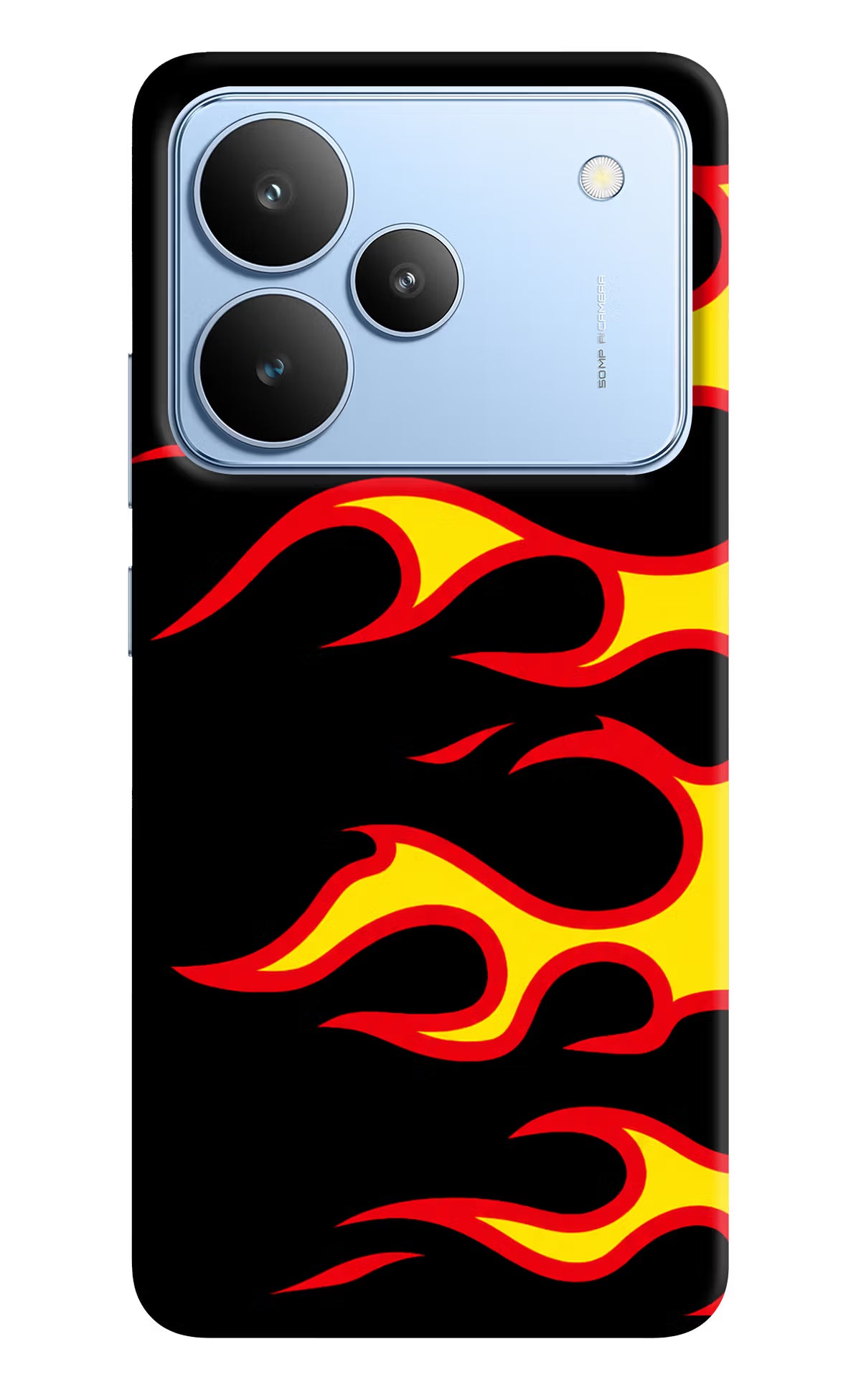 Side Sweep Flames Realme P4 Hard Case Back Cover by Casekaro