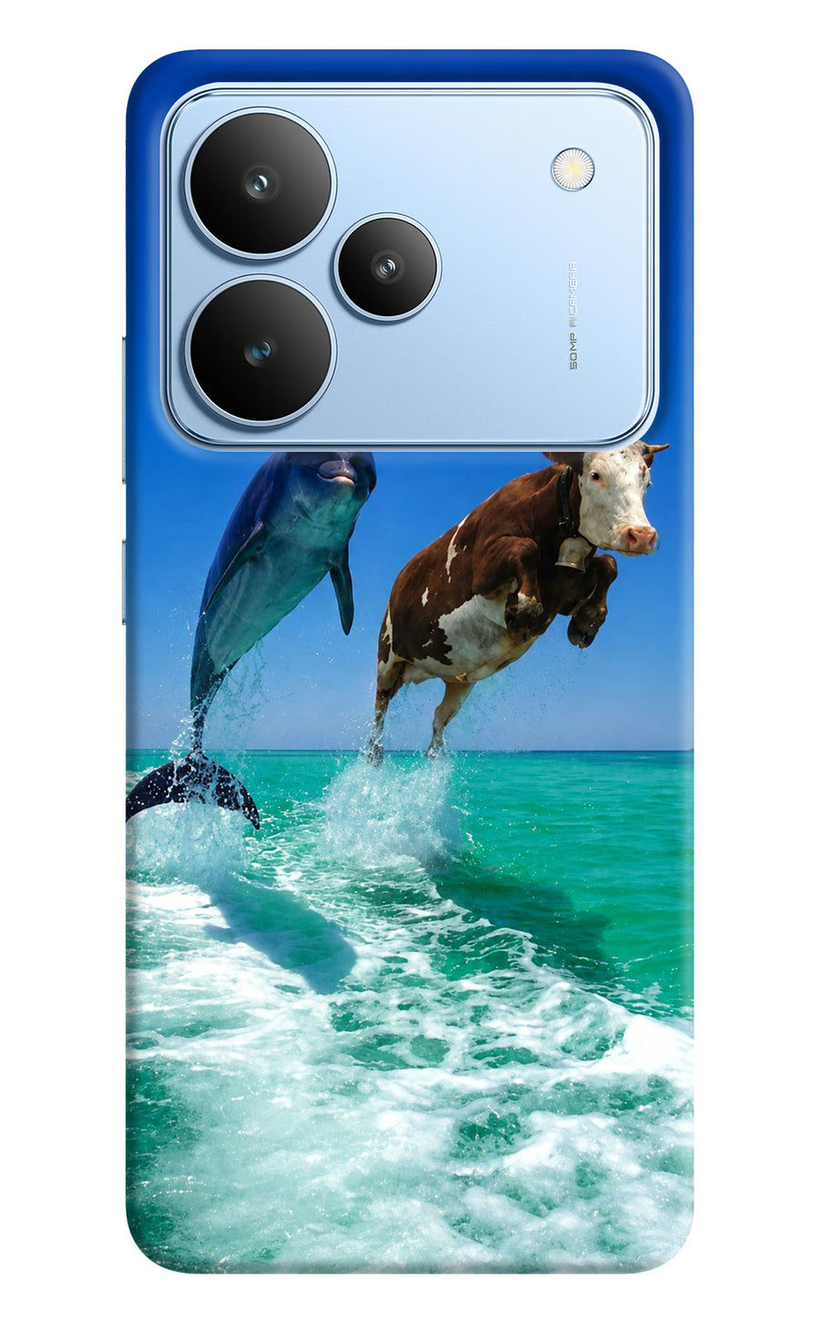 Dolphin vs Cow Realme P4 Back Cover, Hard case