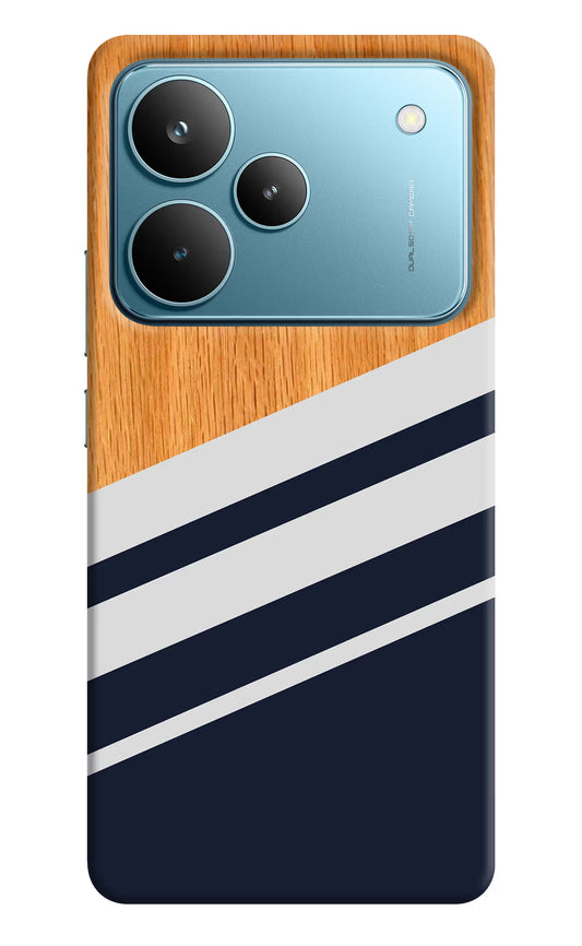 Blue and white wooden Realme P4 Pro Hard Case Back Cover by Casekaro