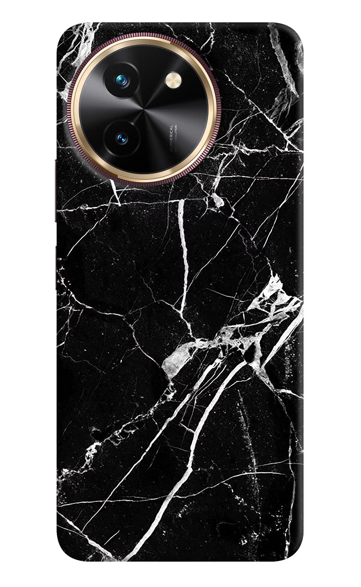 Black Marble Pattern Vivo T3x Hard Case Back Cover by Casekaro
