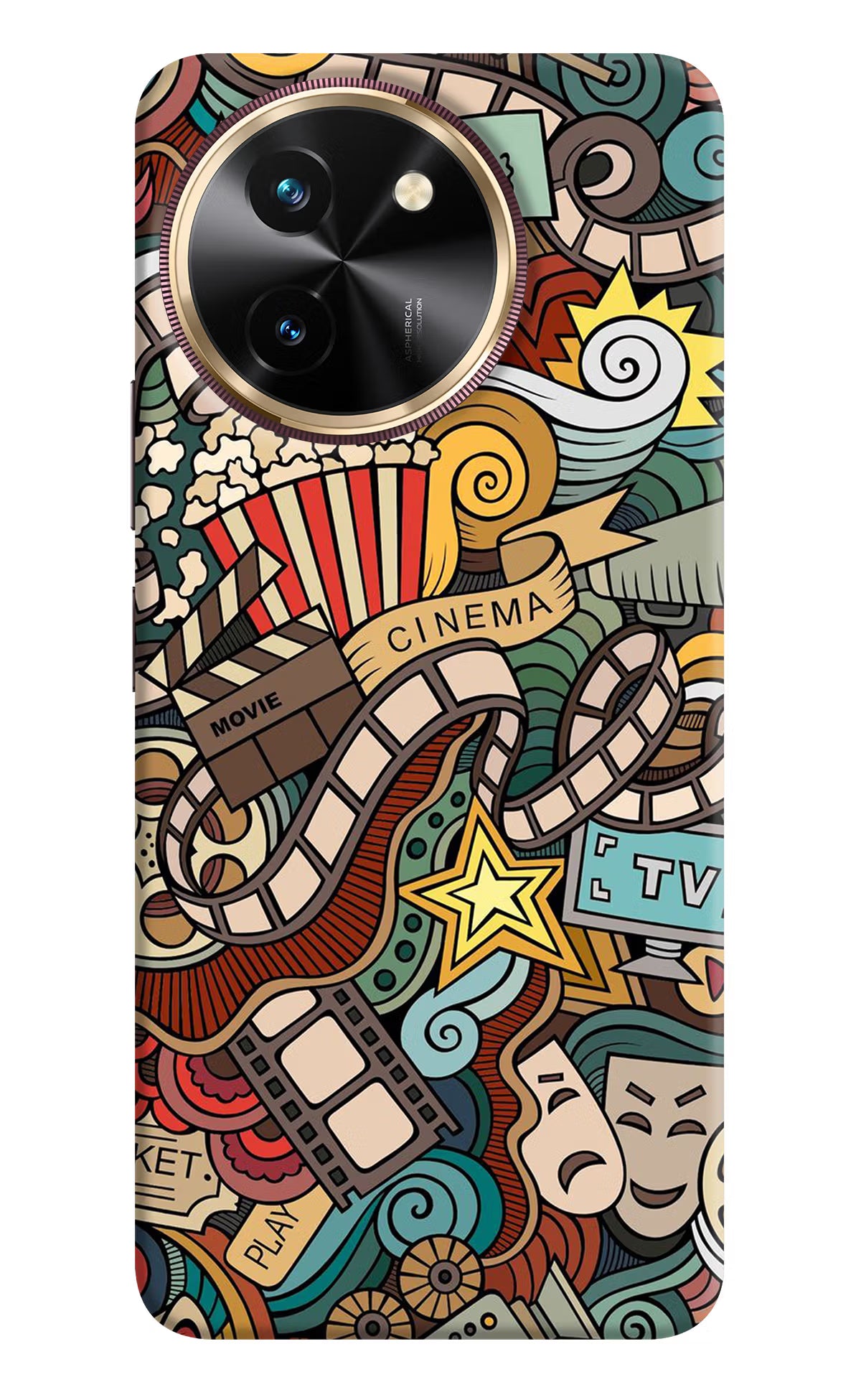 Cinema Abstract Vivo T3x Hard Case Back Cover by Casekaro