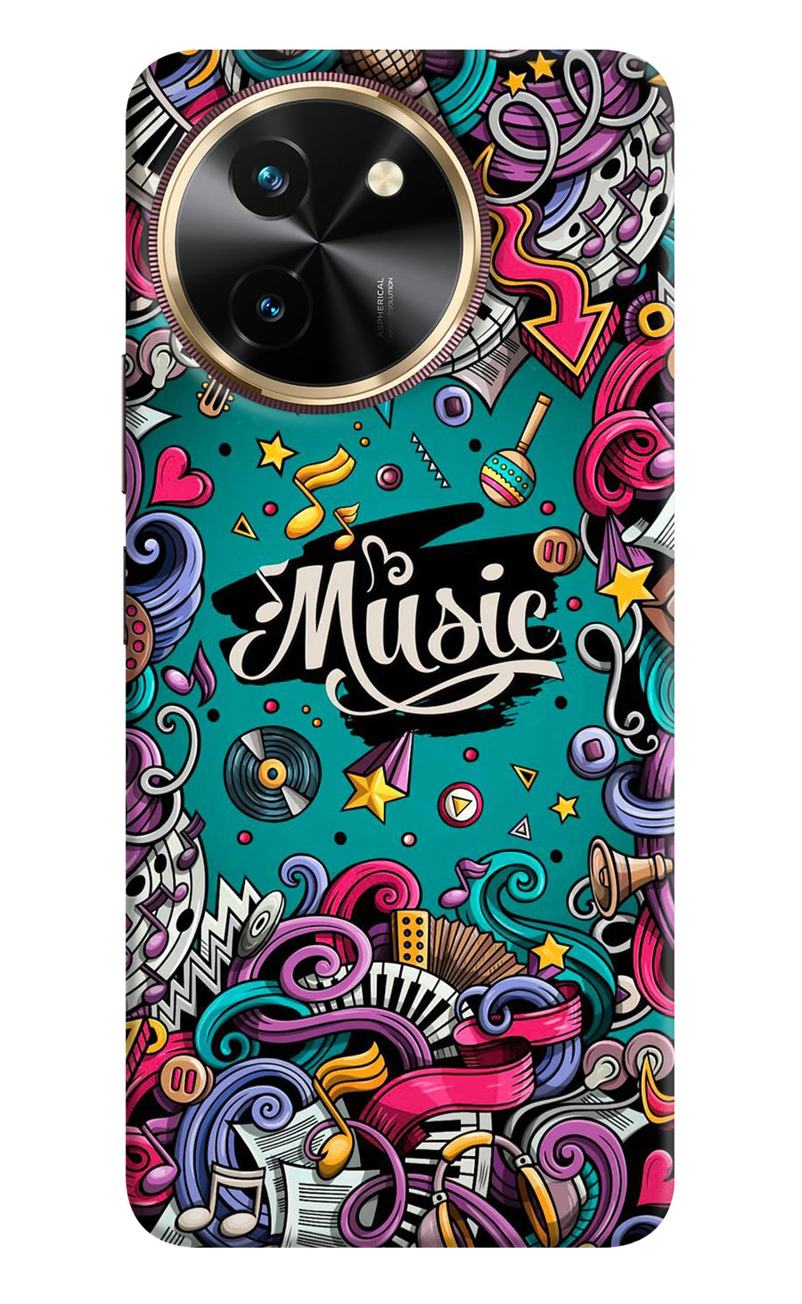 Music Graffiti Vivo T3x Back Cover, Hard case