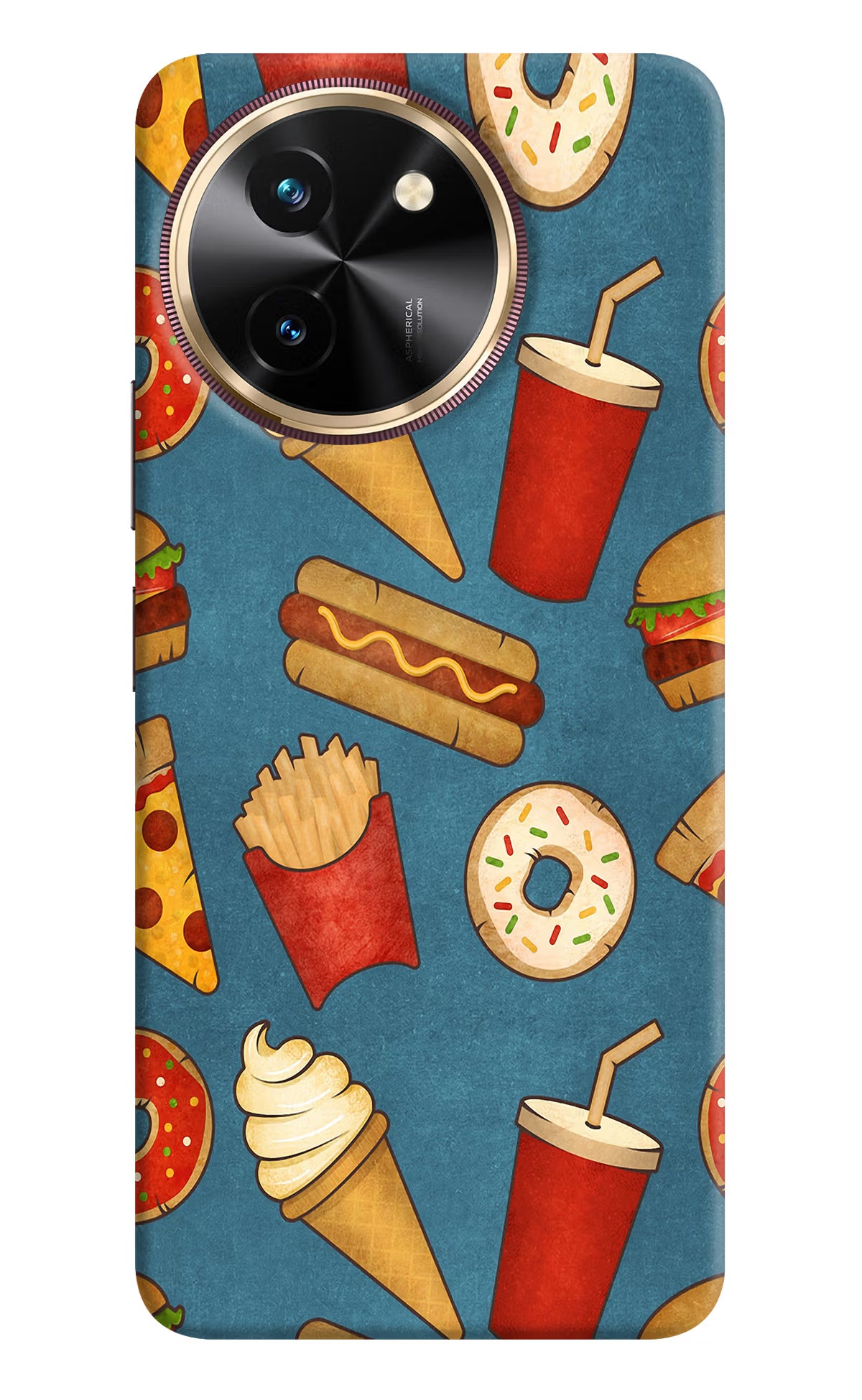 Foodie Vivo T3x Hard Case Back Cover by Casekaro