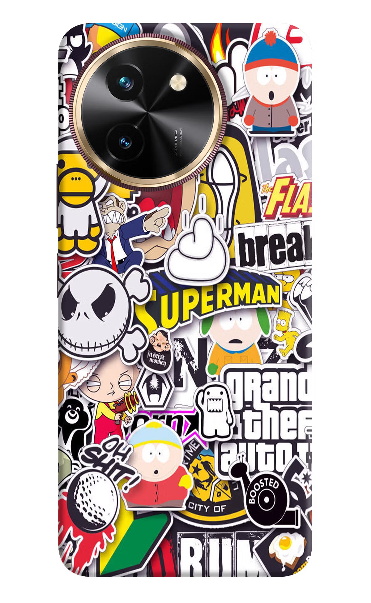 Sticker Bomb Vivo T3x Hard Case Back Cover by Casekaro