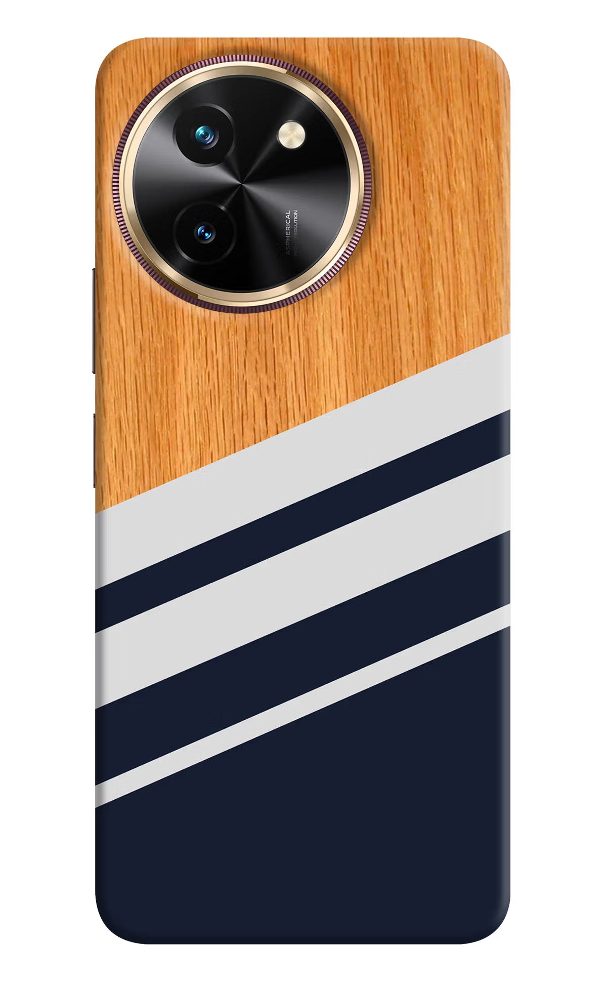 Blue and white wooden Vivo T3x Hard Case Back Cover by Casekaro