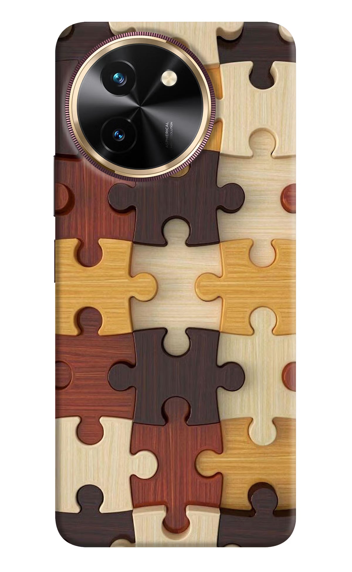 Wooden Puzzle Vivo T3x Hard Case Back Cover by Casekaro
