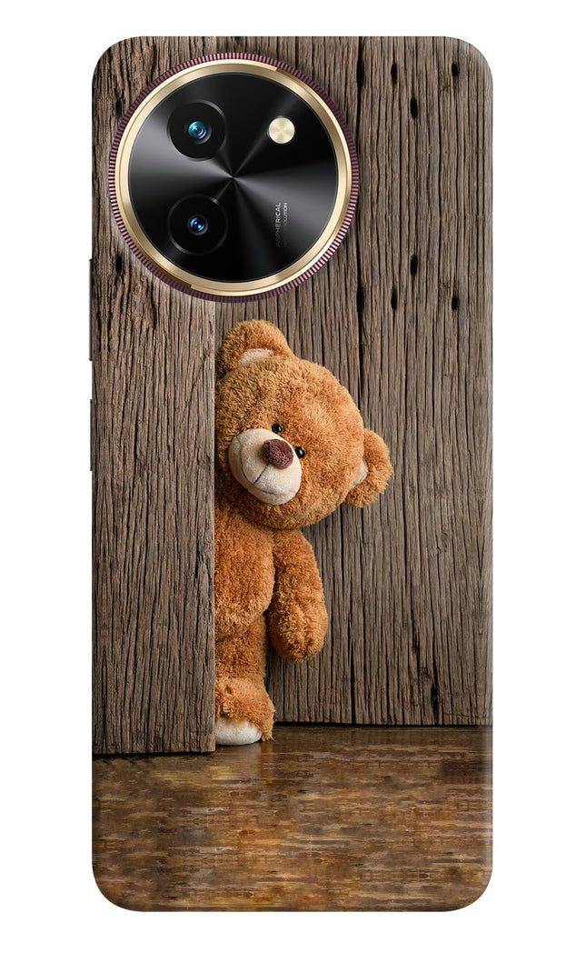 Teddy Wooden Vivo T3x Hard Case Back Cover by Casekaro