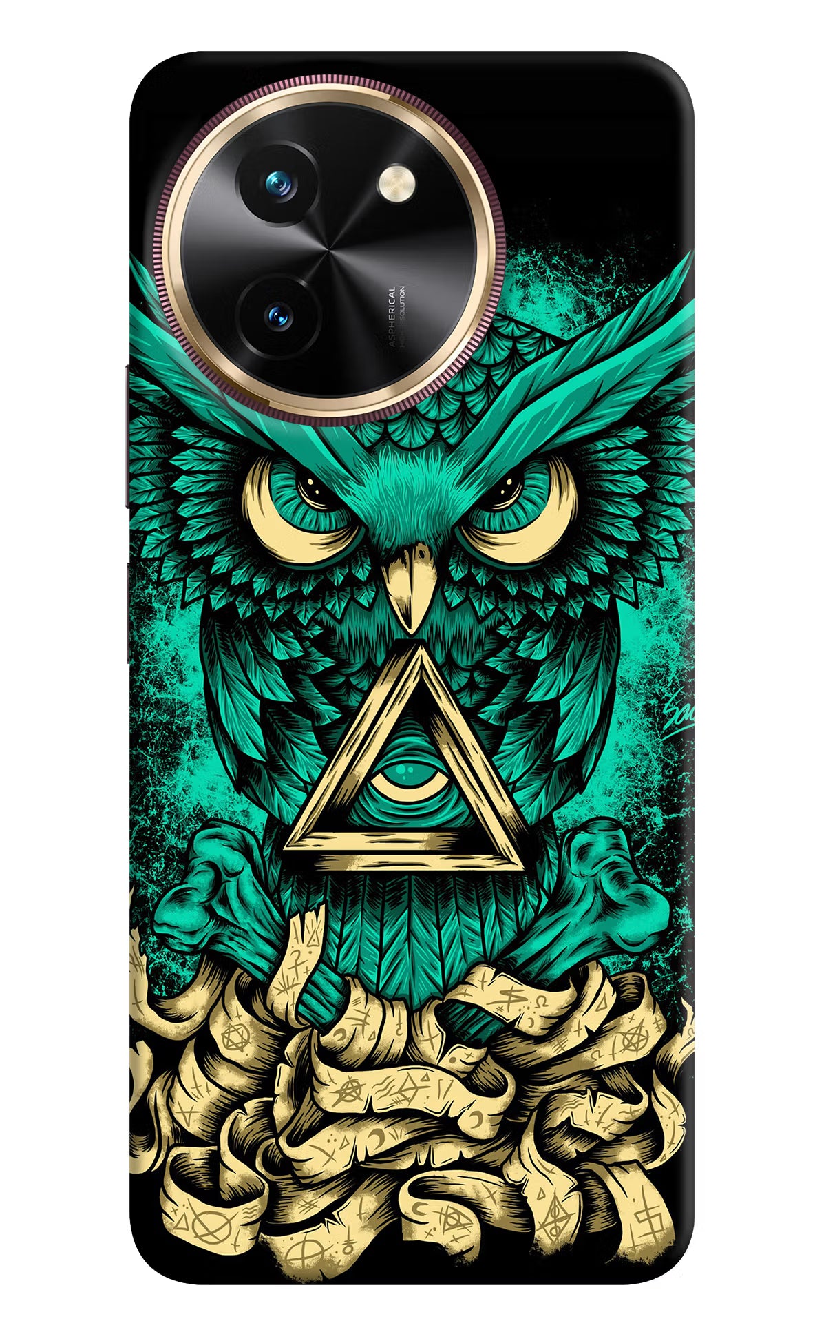 Green Owl Vivo T3x Hard Case Back Cover by Casekaro