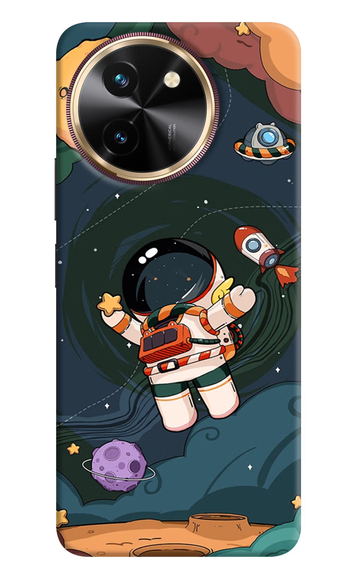 Cartoon Astronaut Vivo T3x Hard Case Back Cover by Casekaro