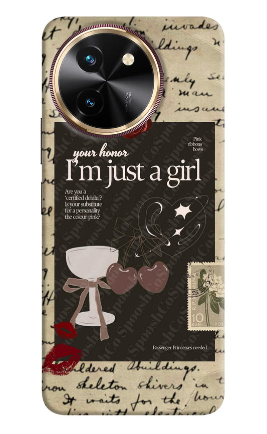 I am just a girl Vivo T3x Hard Case Back Cover by Casekaro