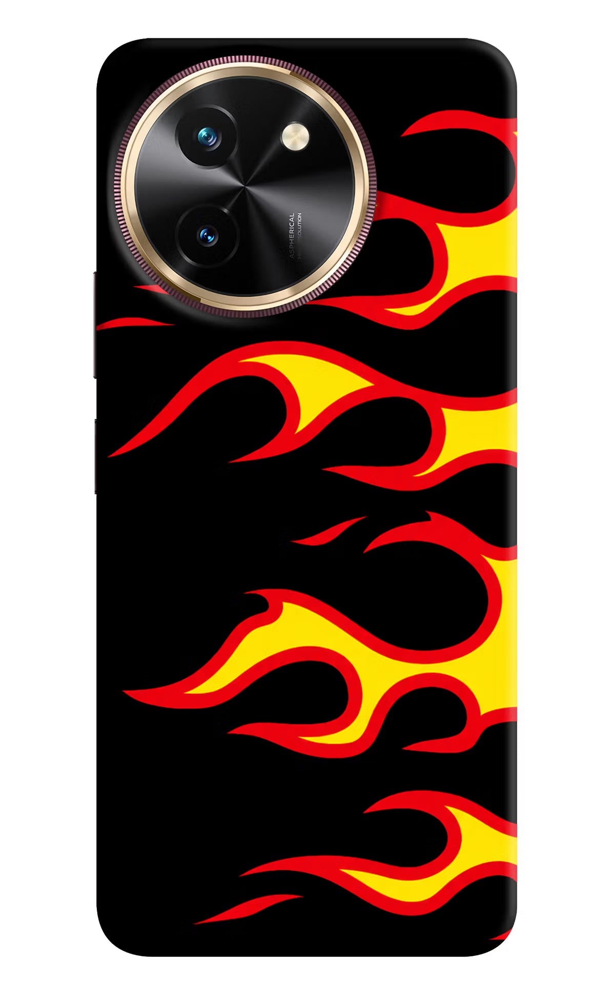 Side Sweep Flames Vivo T3x Hard Case Back Cover by Casekaro