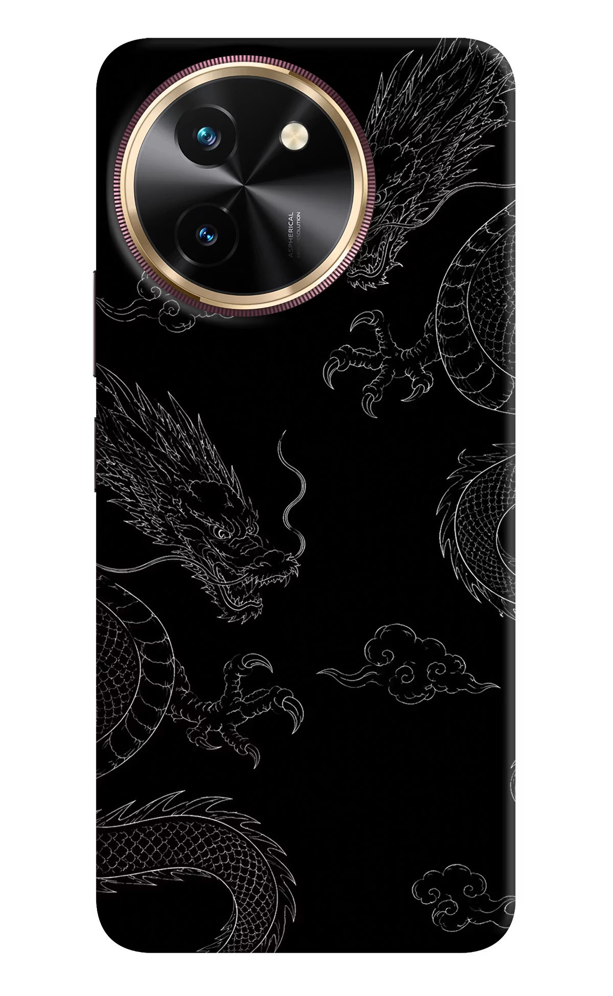 Twin Dragons Vivo T3x Hard Case Back Cover by Casekaro