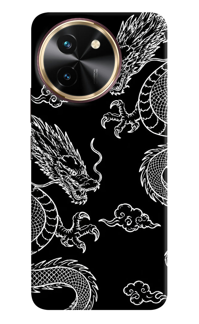 Twin Dragons Vivo T3x Hard Case Back Cover by Casekaro