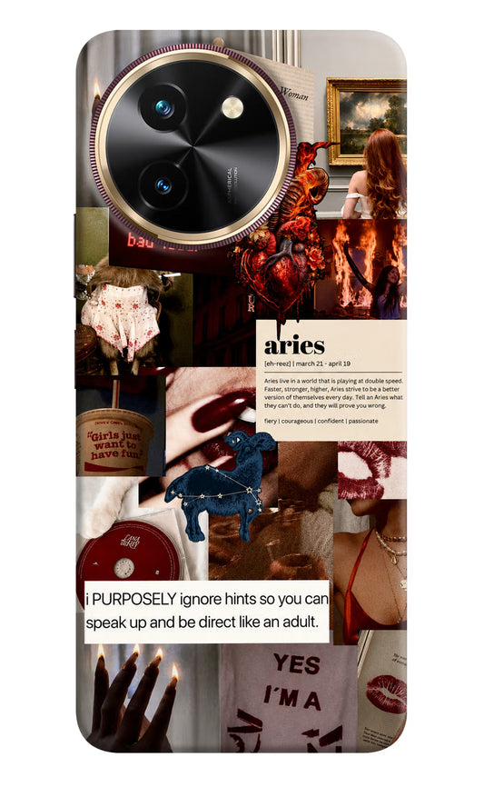 Zodiac Aries Vivo T3x Hard Case Back Cover by Casekaro